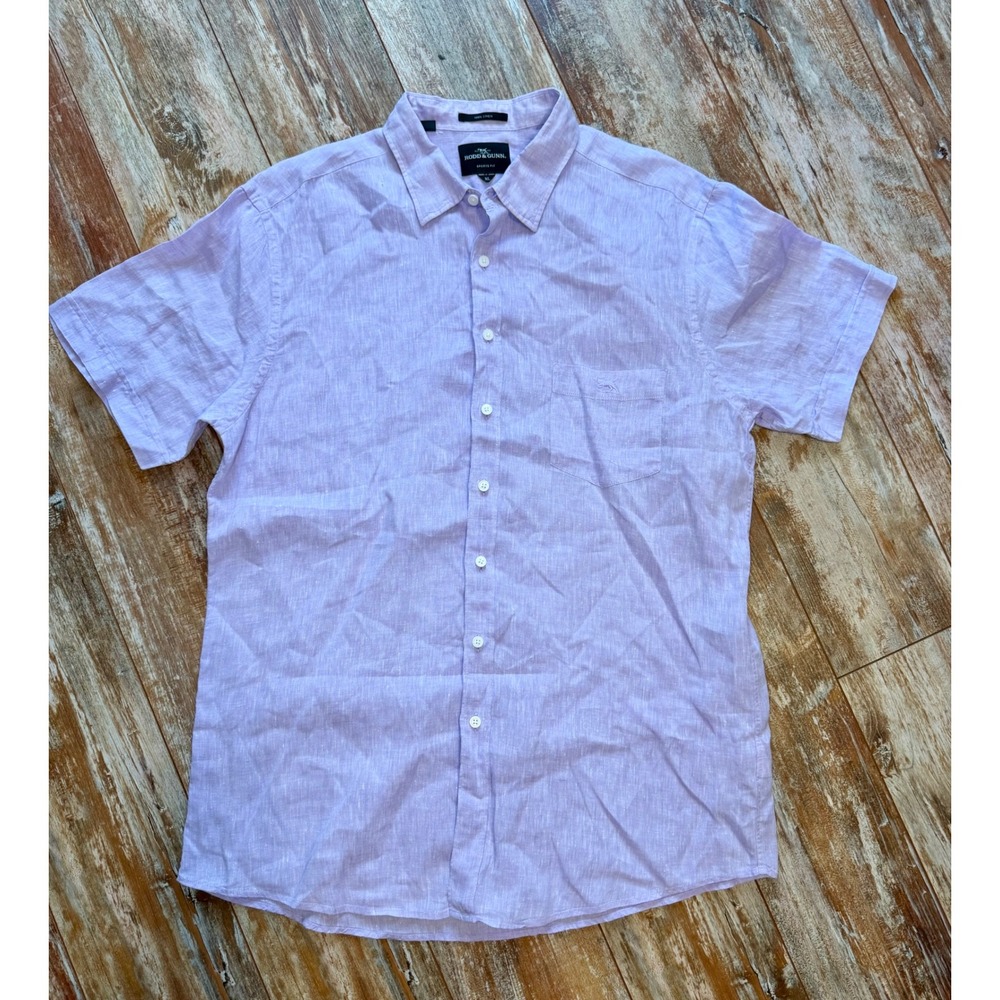 Rodd & Gunn Mens XL Lilac Purple 100% Linen Short Sleeve Button Down Shirt